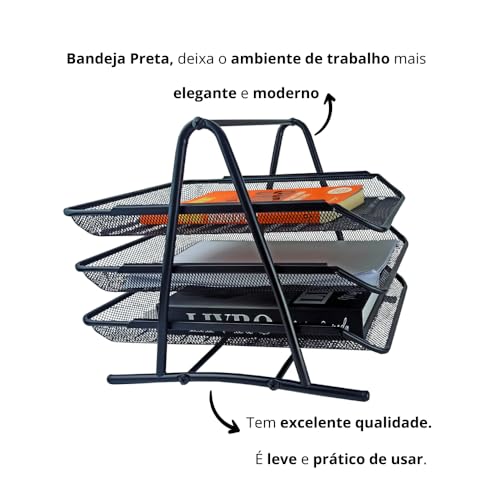 Bandeja Organizadora Tripla de Papel Documentos para Mesa de Escritório Kit 3un - Markys Store