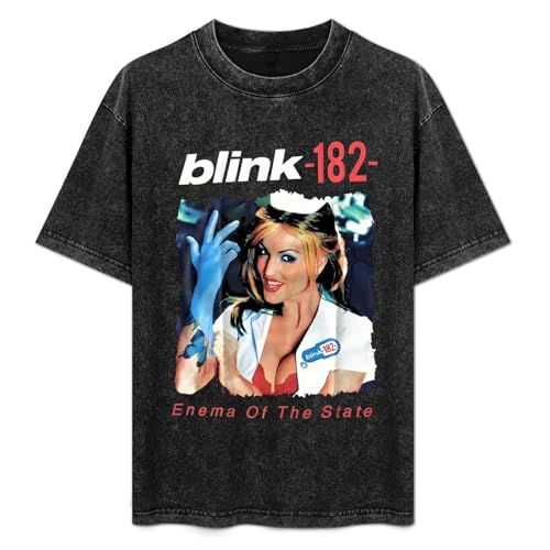 Blinks Rock 182 Men's & Women's Vintage Oversized Drop Shoulder Fashion Short Sleeve T-Shirt Large Black