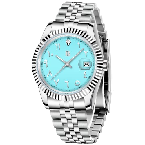 TAYSHILEY Herrenuhren 39 mm Automatik Edelstahl Mechanische Armbanduhr für Männer Arabische Ziffern Zifferblatt Schraubkrone Auto Datum