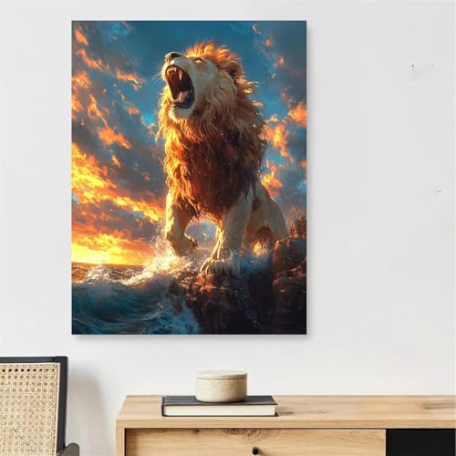 Peinture numero adulte lion cadeau idéal de loisir créatif et décoration murale