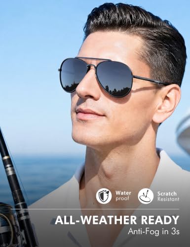 Image of LUENX Aviator Sunglasses for Men Women Polarized Driving Classic Shades - UV 400 Protection with Accessories