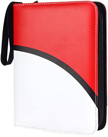 Trading Card Binder Card Holder, 900 Cards with 50 Removable Sleeves 9 Pocket, PU leather Card Collection Binder Album Holder Game Cards Binder for Boys Girls Toys Gift (White)