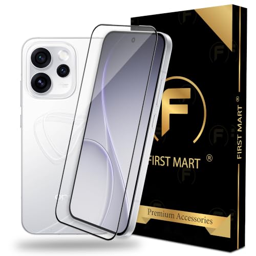 Image of FIRST MART Tempered Glass for Oppo Reno 15 Pro Mini, 9H Full-Glue Screen Protector, 3D Edge-to-Edge, HD Clear, Oleophobic, Case-Friendly, Black, Pack of 1