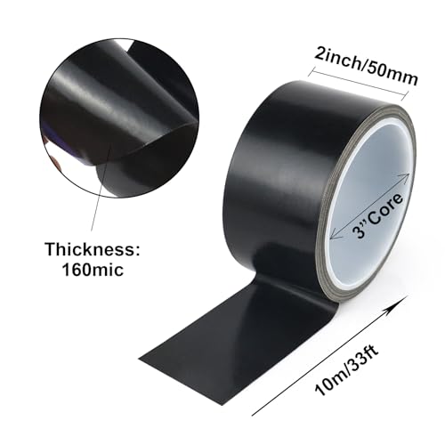 Image of BOMEI PACK Black PTFE Teflonn Glass Cloth Tape, 2'' x 33ft High Temperature Tape Fiberglass Adhesive, Heat Resistant for Fabric,High-Speed Sealing Machine,Vacuum Sealer Machine,1 Pack