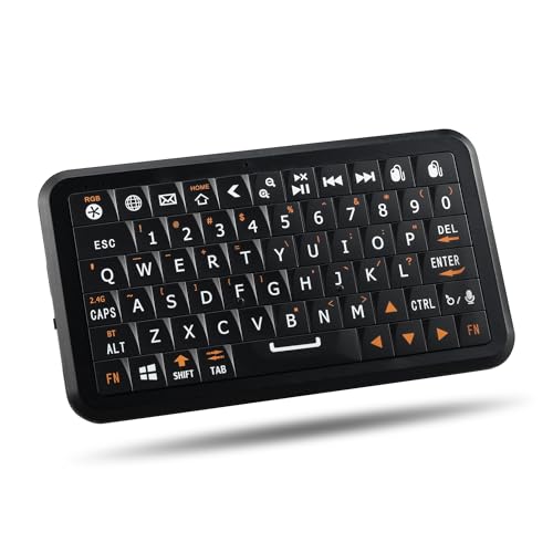 Phistone Mini Keyboard with Dual-Mode 2.4G/Bluetooth Wireless Keyboard, Ultra-Slim and Portable,Air Mouse Gestures,RGB Backlit,Compatible with Smart TVs/PCs/Tablets/Phones (iOS/Android/Win/Mac)