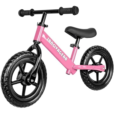 LANOVAGEAR Kids Balance Bike 12" Wheel Toddler Balance Bike with Adjustable Seat and Handbrake for 1.5-5 Years Old Boys Girls (Purple) Cover