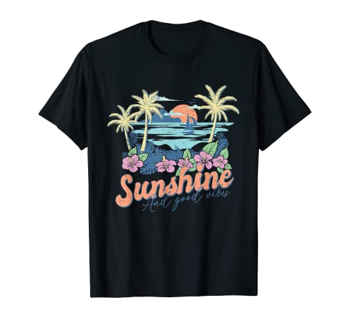 Sunshine Buono e Vibes Camicia Vacanza Retro Spiaggia Estate Maglietta