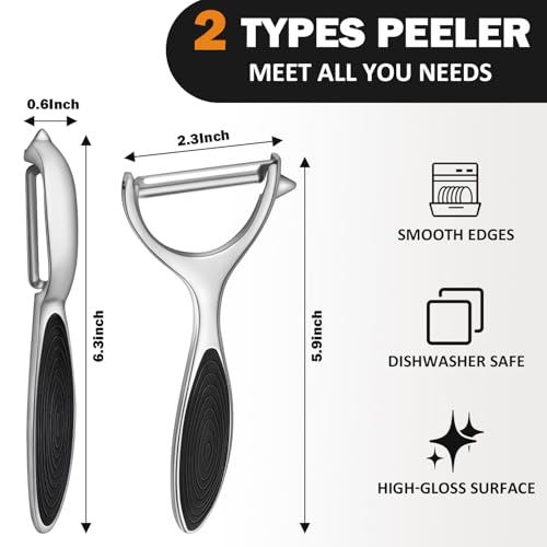 TACGEA Vegetable Peeler for Kitchen, Potato Peelers for Fruit Straight Blade, Durable Non-Slip Handle, Set of 2 by TACGEA - Image 2