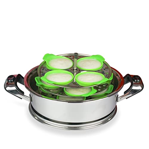 Image of Premium Healux Silicone Idli I Idly Maker - 8Pcs - Pack of 3 I Idli Liners Original, Green | Non -Stick | Perfect round shaped Idlis I Food Grade Silicone | BPA Free | Minimum Wastage of Batter | No greasing | Oven, Microwave & Dishwasher Safe (Pack of 3)
