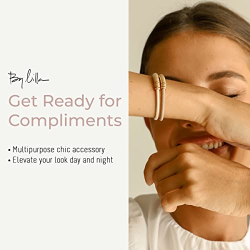 By Lilla Disc Ponytails Hair Ties And Bracelets - Set Of 2 Hair Tie Bracelets - Hair Ties For Women - No Crease Hair Ponytails & Women’s Bracelets - Gold (Starfish/Rose) #TOP3