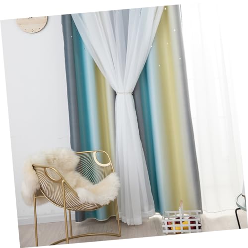 Rideau occultant double couche thermique beige étoilé pour salon