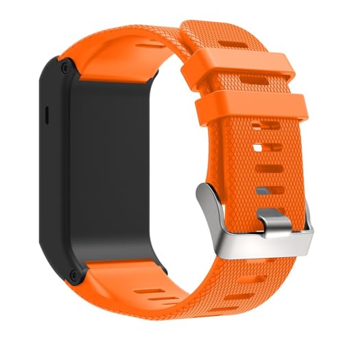 Armband Kompatibel mit Garmin Vivoactive HR Uhrenarmband Ersatz, Sport Silikonarmband Replacement Wechselarmband Ersatzarmband f&uuml;r Garmin Vivoactive HR Fitnessuhr (Schwarz/Orange)