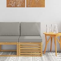 Ziaphsol Canapé Fauteuil Pouf Angle Module siège Banquette Sofa méridienne chauffeuse en Bois d'acacia Massif 