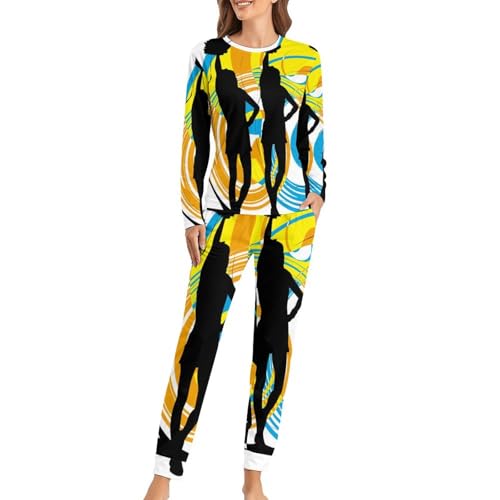 Ensemble de pyjama femme Cheerleaders avec t-shirt manches longues et pantalon de nuit confortable