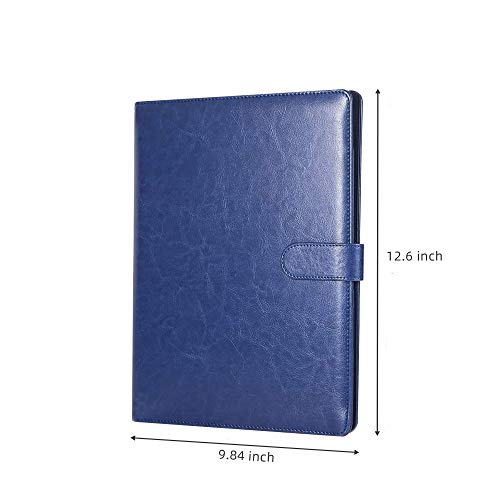 Image of Padfolio Clipboard Folder Portfolio, Mymazn Faux Leather Folder Storage Clipboard with Cover for 8.5 x 11 Legal Pad A4 Refillable Folio Conference Writing Notepad (Blue)