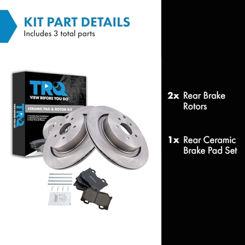Image of TRQ Rear Brake Pad and Rotor Set Ceramic Compatible with 2009-2013 Infiniti FX50 2011-2013 M37 M56 2014-2019 Q50 2017-2018 Q60 2014-2017 Q70 2015-2019 Q70L 2014 Infiniti QX70