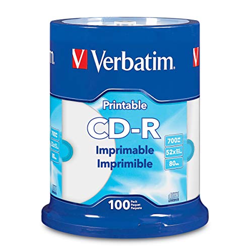 Verbatim® CD-R Printable Disc Spindle, White, Pack Of 100