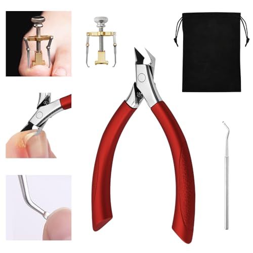 JNEYVIC Alicates de Uñas Pies, Cortaúñas para Uñas Encarnadas, Tenazas para Garras Gruesas y Encarnadas con 1 Corrector de Uñas Encarnadas con 1 Elevador de Uñas, Herramientas para Uñas Encarnada