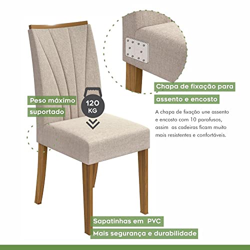 Conjunto 2 Cadeiras Apogeu Móveis Lopas Rovere Naturale/linho Rinzai Bege