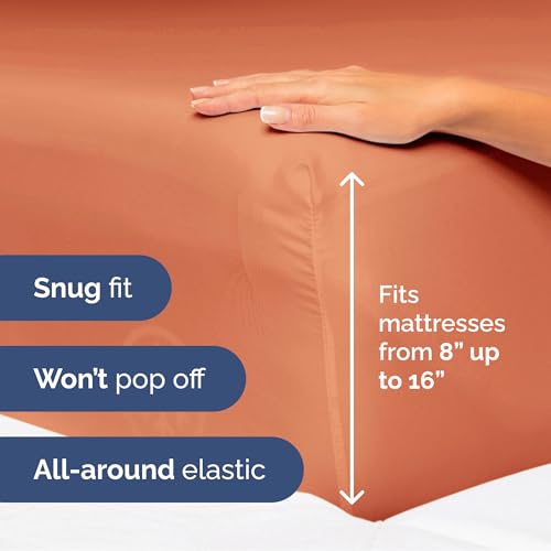 Image of Queen Size 4 Piece Sheet Set - Soft & Cooling Bed Sheets - Harvest Pumpkin | Fits 8 Inch to 16 inch Mattress, Wrinkle Free & Fade Resistant with Deep Pockets, Breathable, Comfy Hotel Luxury Bedding
