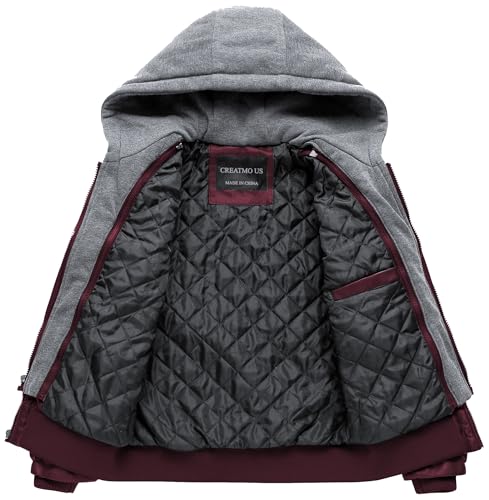 Image of Boy's Faux Leather Jacket Windproof Warm Winter Coat Kids Bomber Outerwear Waterproof PU Motorcycle Jacket