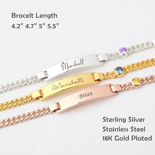 Personalized Bracelets with Birthstone 18K Gold Plated Engraved Name Jewelry for Easter Birthday Baptism Christmas2