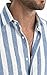 JMIERR Men's Summer Casual Stylish Short Sleeve Button-Down Shirts Cotton Linen Vertical Striped Business Dress Shirts Beach Shirt, L, Sky Blue