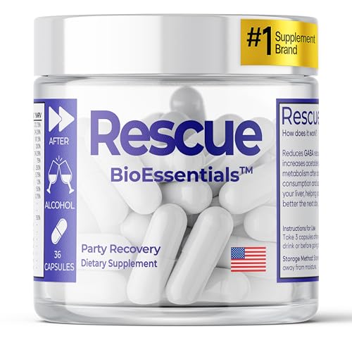 RESCUE® – Milk Thistle Supplement for Liver Support – 36 Vegan Capsules DHM Supplements Liver Support Supplement with L-Cystine, B Complex, Minerals – Ideal for Afterparty, Social Events