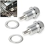 2 PCS Car M14 x 1.5 Magnetic Aluminum Oil Drain Plug Sump Drain Nut Bolt with Copper Gasket Crush Washer Compatible with Most Ford, GM, Hyundai, KIA and Accord, CRV, Civic, Pilot, Fit, Odyssey