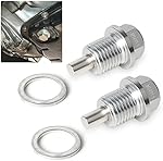 2 PCS Car M14 x 1.5 Magnetic Aluminum Oil Drain Plug Sump Drain Nut Bolt with Copper Gasket Crush Washer Compatible with Most Ford, GM, Hyundai, KIA and Accord, CRV, Civic, Pilot, Fit, Odyssey