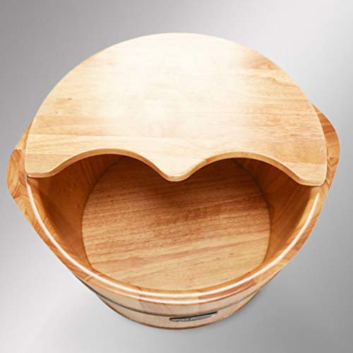 Tina de madera para pies con tapa de roble sólido miniatura 3