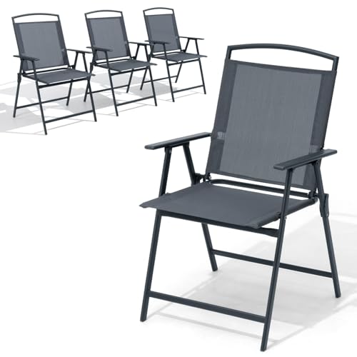 Crestlive Products Folding Patio Chairs Set of 4, Outdoor Foldable