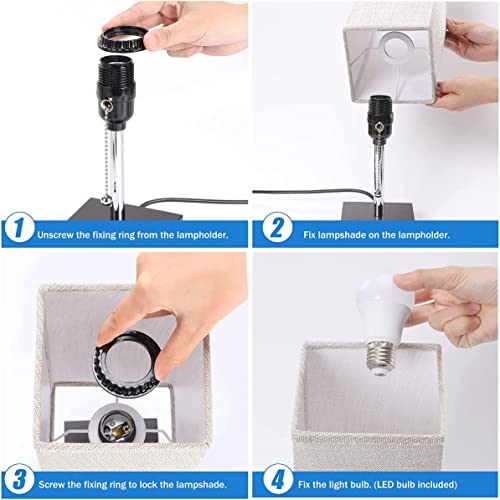 Soilsiu Bedside Table Lamp Bedroom Lamp With 2 Usb Ports Solid Wood Nightstand Lamps With Pull Chain Ambient Light For Living Room, Kids Room, Dorm, Office (Led Bulb Included, Grey) #TOP5