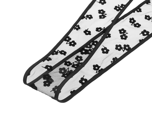 Women's Lace Embroidery Mesh Scarf, Skinny Long Hair Ribbon Handbag Handle Wrap Scarves Neckerchief4