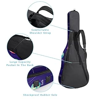 Hondank Housse imperméable pour guitare acoustique avec double bandoulière et poche Motif fusée et étoiles, Multicolor… - Les Beatles, Paul McCartney, John Lennon, RIngo Starr, George Harrison Hondank Housse imperméable pour guitare acoustique avec double bandoulière et poche Motif fusée et étoiles, Multicolor… – Image 3