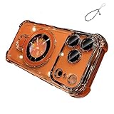 Four Corners Air Cushion Anti-Fall Case, New in Phone Case for iPhone 17 Series with Invisible Ring Stand (Orange,for iPhone 17 Pro Max)