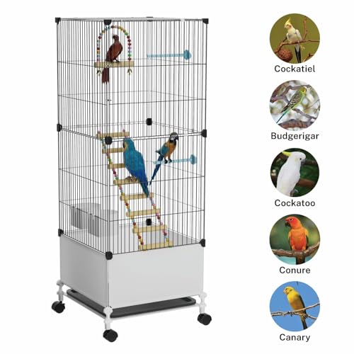 Image of STILLCOVE Medium Flight Bird Cage, with Bowls & Perches & Ladder & Swing