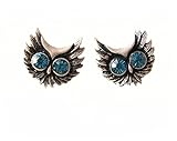 Material: Strass, Legierung Demarkt Ohrstecker Ohrringe Ohrschmuck Eule Uhu Vintage Motiv Damen Ohr Strass Glitzer Glitter (blau)