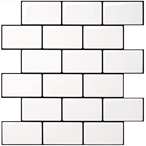 Comparison: Best Kitchen Backsplash For White Cabinets 7 Art3d Peel and Stick Backsplash for Kitchen White Subway (10 Tiles, Thicker Design)