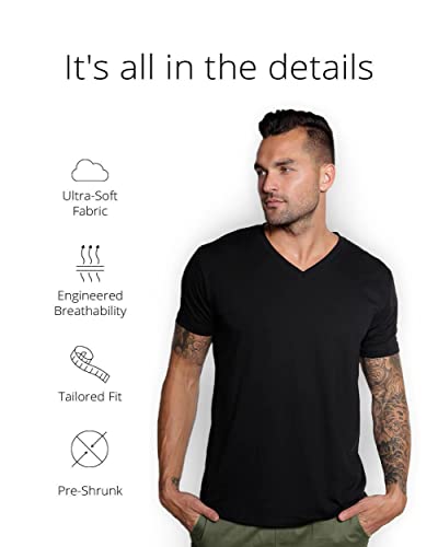 Into The Am V Neck T Shirts Men Fitted Casual Essential Plain Undershirt Sleep Vneck Tshirt For Guys (Black, Medium) #TOP1