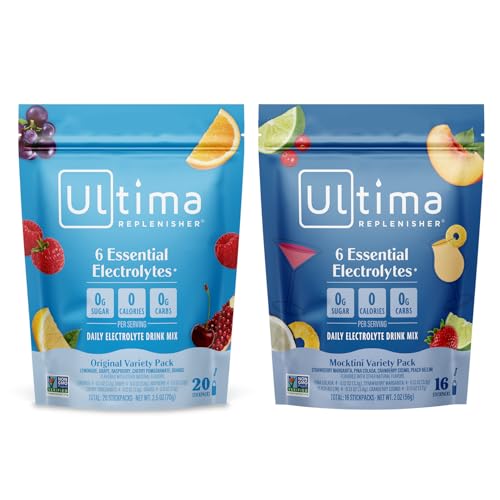 Image of Ultima Replenisher Daily Electrolyte Powder Drink Mix - Sugar Free - Mocktini Variety and Original Variety, 36 Stickpacks - Hydration Packets with 6 Electrolytes and Minerals - Keto, Non-GMO