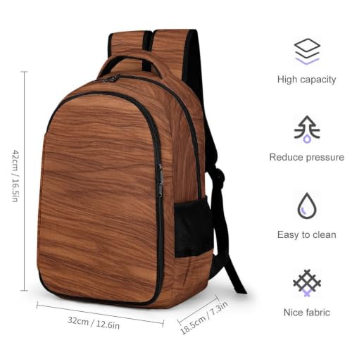 Mochila de viaje con compartimentos y textura de madera oscura 2