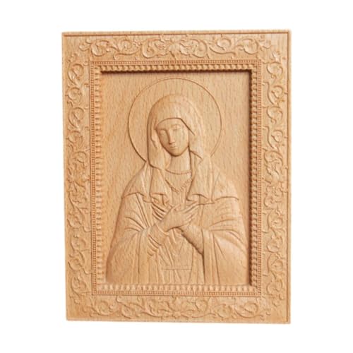 MagiDeal Holzgeschnitzte Jungfrau Maria Statue Jungfrau Maria Figuren...