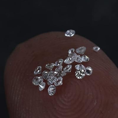 REAL-GEMS White GHI Colour, 50Pcs. 1.7mm Size, I1/I2 Clarity, CVD Loose Diamond 1.00 Ct. Round Cut EGL Certified Lab-Grown Diamond Lot