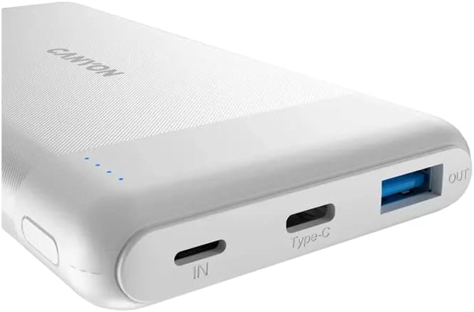 Close-up of the input and output ports on the CANYON PB-109 Powerbank