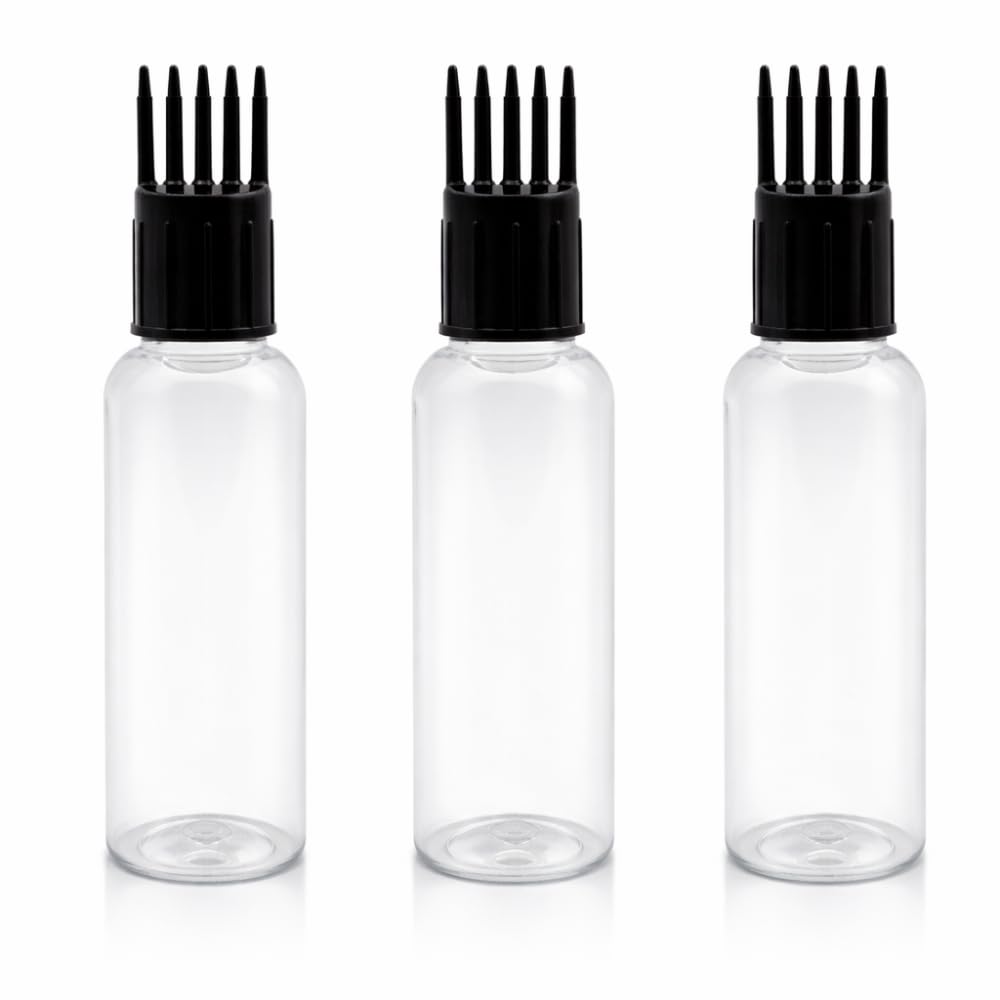 50ml Plastic Applicator Bottle with Multi Nozzle Comb Tip | Leak Proof Hair Oil Bottle | Scalp Applicator for Hair Growth, Dye & Oiling | Refillable Transparent Bottle (Pack of 3)-image-23