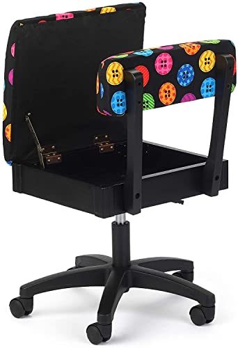 Hydraulic Sewing Chair - With Riley Black Button Motif Fabric #TOP2