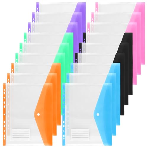 Lot de 18 pochettes en plastique A4 perforées et extensibles