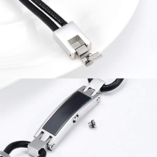 Minicremation Cremation Jewelry Urn Bracelet For Ashes Genuine Leather Memorial Urn Bangles Ashes Holder Keepsake Bracelet For Men(Black, 20) #TOP2