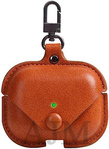 Image of AJM 360 Protection Shockproof Design Leather Case Compatible with Realme Buds T300 (Light Brown)